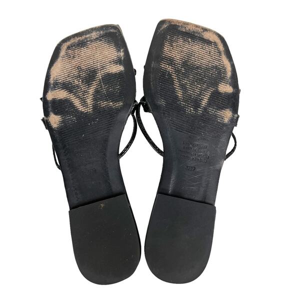 Jeffrey Campbell Black Patent Leather Square Toe Strappy Addison Sandals Size 6 - Picture 7 of 8